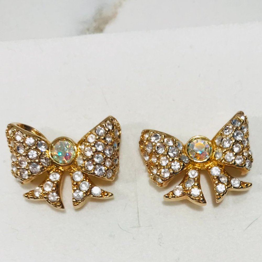 Swarovski, Rare, GORGEOUS Bow Tie Earrings